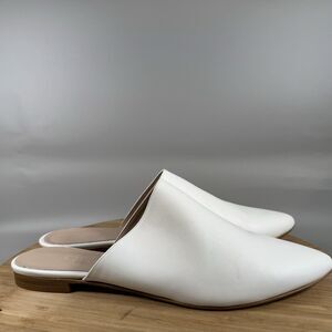 Raleigh Label Womens‎ EU 42 US 11 White Leather Pointed Toe Slip On Mule Flats